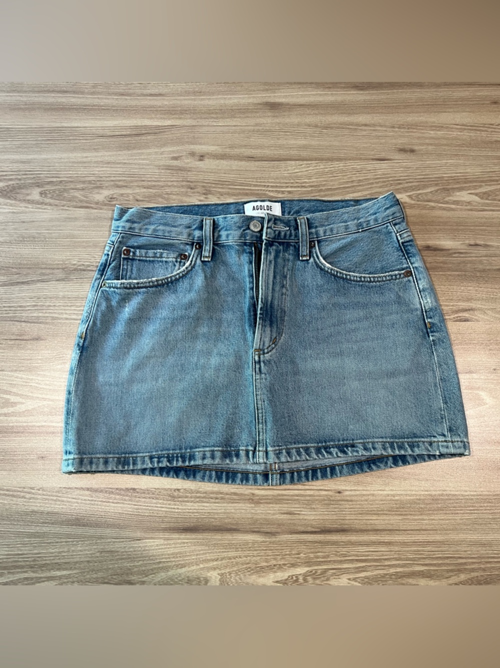 Agolde Blue Denim Mini Skirt Size 27